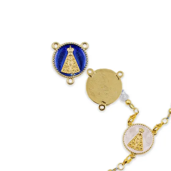 Medalha Nossa Senhora Resinado 30Mm Em Zamac Com 10 Pecas - Azul Royal