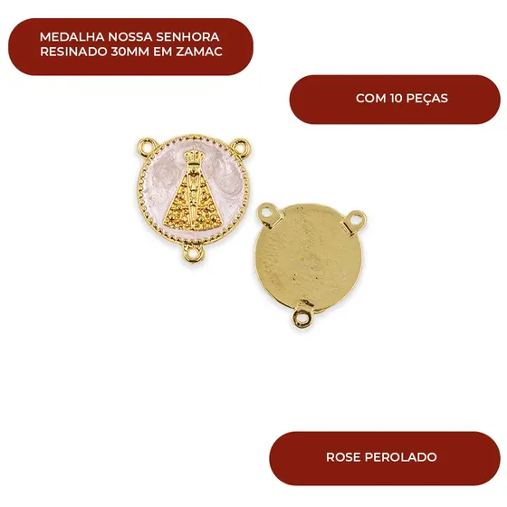 Medalha Nossa Senhora Resinado 30Mm Em Zamac Com 10 Pecas