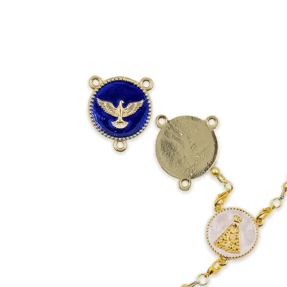 Entremeio Espirito Santo Resinado 30Mm Em Zamac Com 10 Pecas - Azul Royal