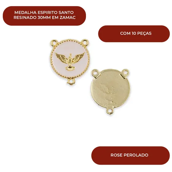 Entremeio Espirito Santo Resinado 30Mm Em Zamac Com 10 Pecas