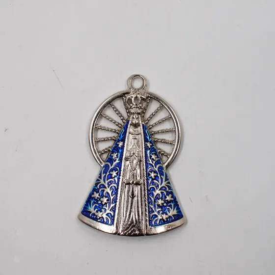 Pingente Cataforetico Resinado Nossa Senhora Aparecida 65X43Mm Em Zamac Com 02 Pecas - Niquel