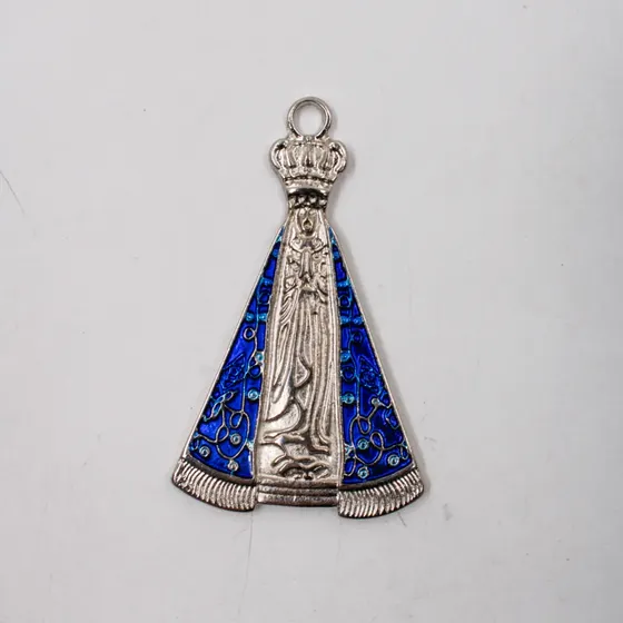 Pingente Cataforetico Resinado Nossa Senhora Aparecida 58X36Mm Em Zamac Com 02 Pecas - Niquel