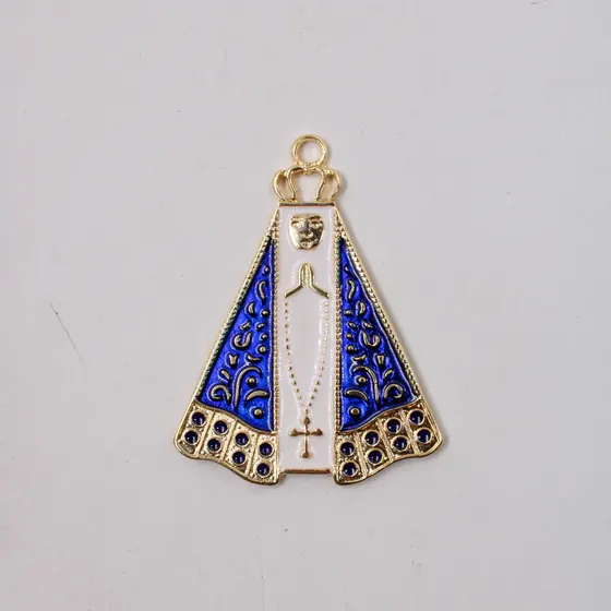Pingente Cataforetico Resinado Nossa Senhora Aparecida 58X45Mm Em Zamac Com 02 Pecas - Dourado