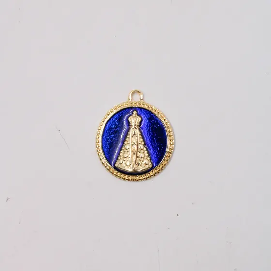 Pingente Cataforetico Resinado Nossa Senhora Aparecida 33Mm Em Zamac Com 04 Pecas - Dourado