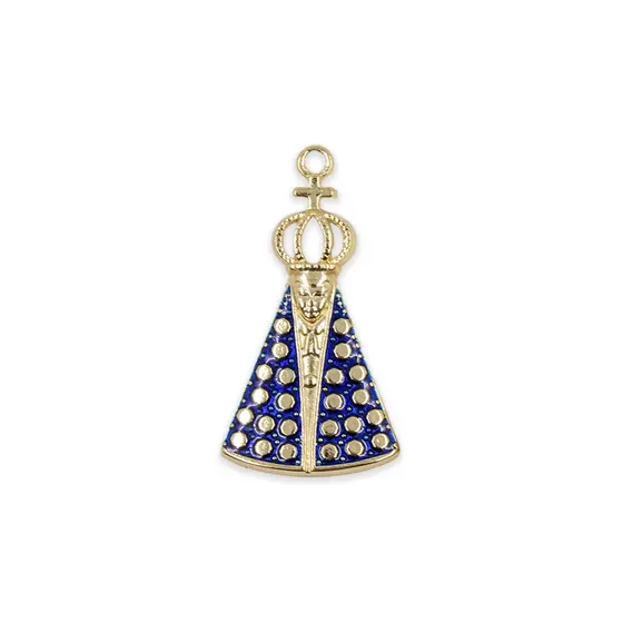 Pingente Cataforetico Resinado Nossa Senhora Aparecida 53X30Mm Em Zamac Com 02 Pecas - Dourado