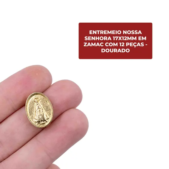Entremeio Nossa Senhora 17X12Mm Em Zamac Com 12 Pecas - Dourado