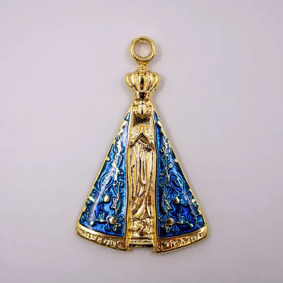 Pingente Cataforetico Resinado Nossa Senhora Aparecida Mm Em Zamac Com 04 Pecas - Dourado