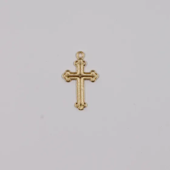 Pingente Cruz Trabalhada Cataforetico 37X23Mm Em Zamac Com 12 Pecas - Dourado