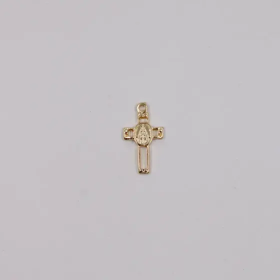 Pingente Cruz Nossa Senhora Cataforetico 27X15Mm Em Zamac Com 24 Pecas - Dourado