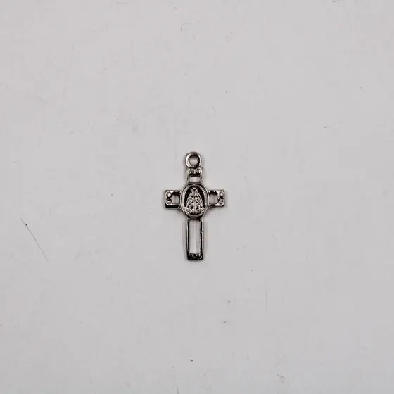 Pingente Cruz Nossa Senhora Cataforetico 27X15Mm Em Zamac Com 24 Pecas - Niquel
