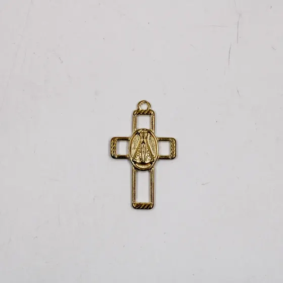 Pingente Cruz Nossa Senhora Cataforetico 39X28Mm Em Zamac Com 12 Pecas - Dourado