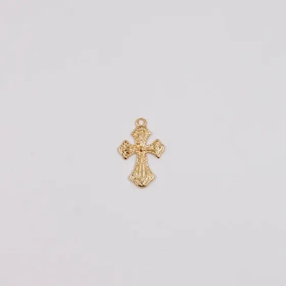 Pingente Crucifixo Trabalhado Cataforetico 26X17Mm Em Zamac Com 24 Pecas - Dourado