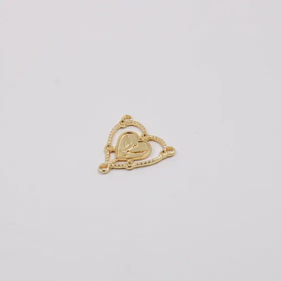 Entremeio Coracao Espirito Santo Cataforetico 27Mm Em Zamac Com 12 Pecas - Dourado