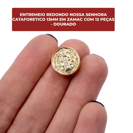 Entremeio Redondo Sao Bento Cataforetico 13Mm Em Zamac Com 12 Pecas - Dourado