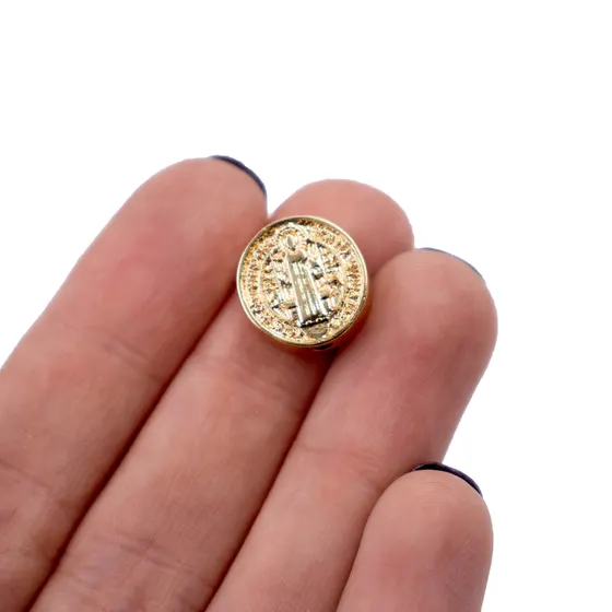 Entremeio Redondo Sao Bento Cataforetico 13Mm Em Zamac Com 12 Pecas - Dourado