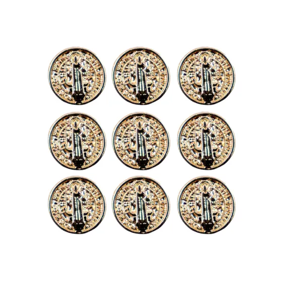 Entremeio Redondo Sao Bento Cataforetico 13Mm Em Zamac Com 12 Pecas - Dourado