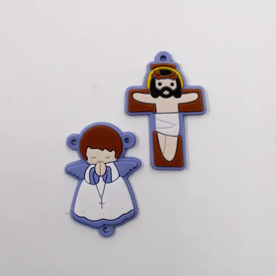 Aplique Crucifixo E Anjo 50X40Mm Emborrachado Com 50 Pecas - Lilas