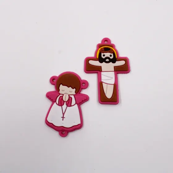 Aplique Crucifixo E Anjo 50X40Mm Emborrachado Com 50 Pecas