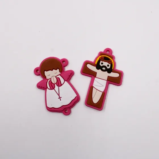 Aplique Crucifixo E Anjo 50X40Mm Emborrachado Com 50 Pecas