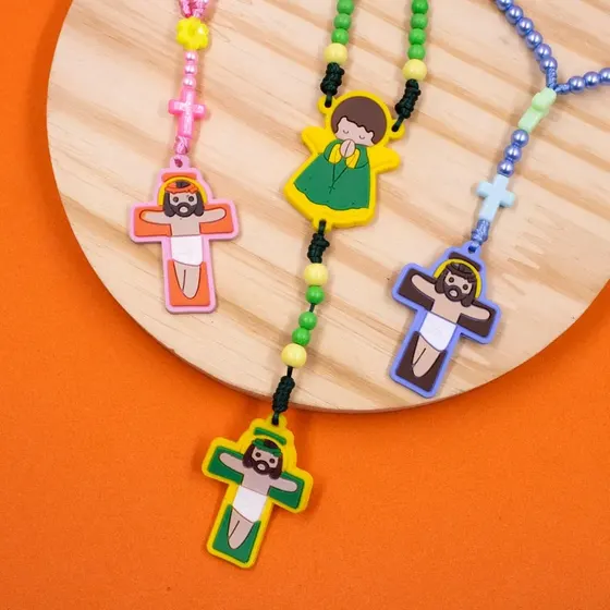 Aplique Crucifixo E Anjo 50X40Mm Emborrachado Com 50 Pecas - Verde Agua