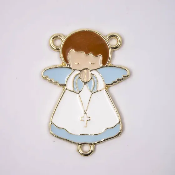 Entremeio Anjo 35X25Mm Em Zamac Resinado Com 10 Pecas - Azul Bebe