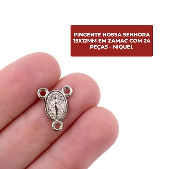 Entremeio Nossa Senhora 15X12Mm Em Zamac Com 24 Pecas - Niquel