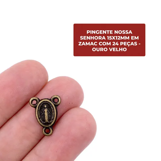 Pingente Nossa Senhora 15X12Mm Em Zamac Com 24 Pecas - Ouro Velho