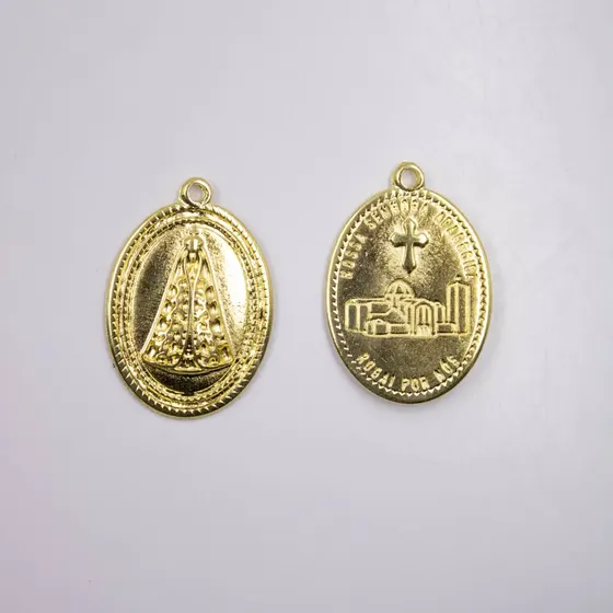 Pingente Oval Nossa Senhora 25X37Mm Em Zamac Com 6 Pecas - Dourado