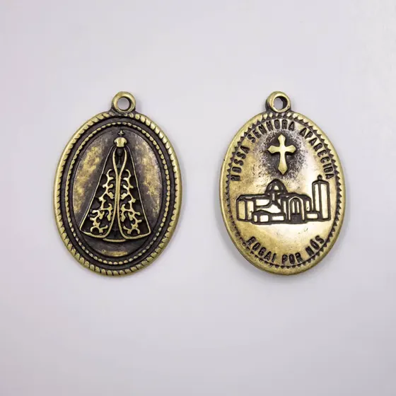 Pingente Oval Nossa Senhora 25X37Mm Em Zamac Com 6 Pecas - Ouro Velho