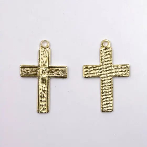 Pingente Cruz Lixada 34X22Mm Em Zamac Com 24 Pecas - Dourado