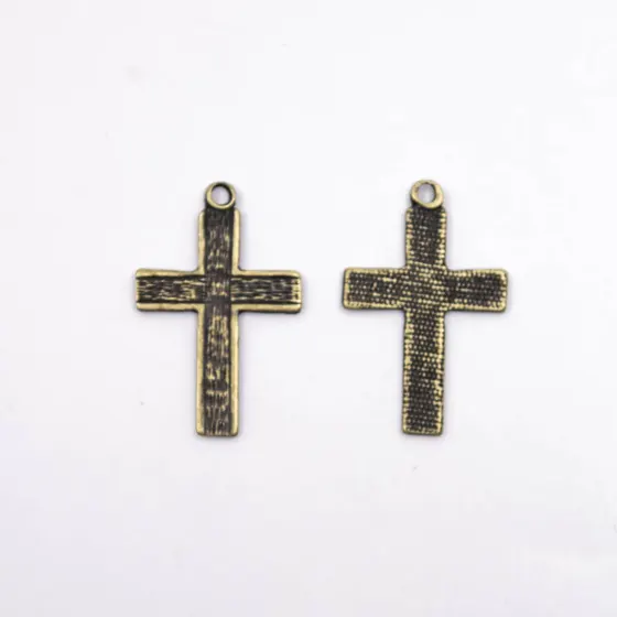 Pingente Cruz Lixada 34X22Mm Em Zamac Com 24 Pecas - Ouro Velho