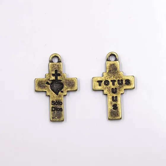 Pingente Cruz Solo Dios 35X22Mm Em Zamac Com 06 Pecas - Ouro Velho
