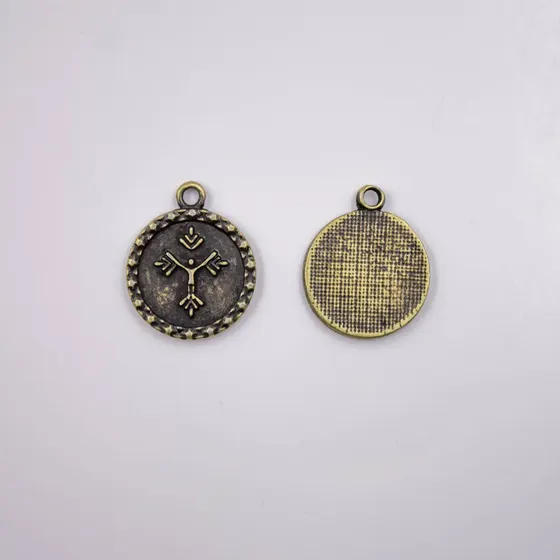 Pingente Medalha Com Crucifixo 23Mm Em Zamac Com 12 Pecas - Ouro Velho