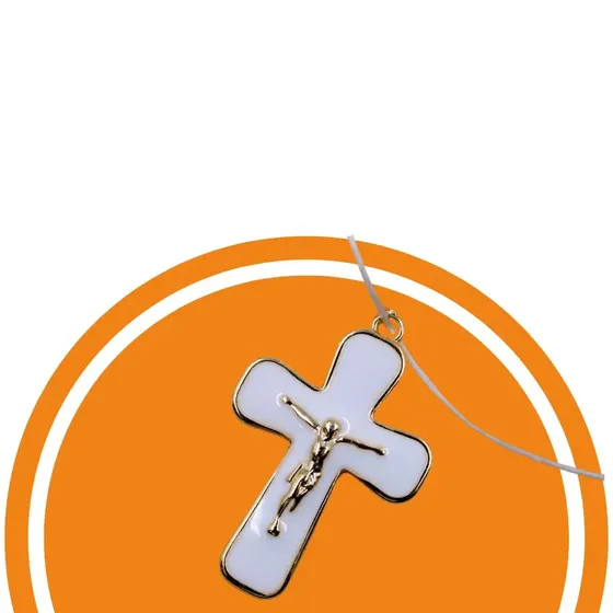 Pingente Cruz 40Mm Em Zamac Resinado Com 10 Pecas