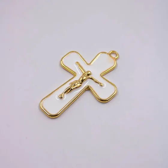 Pingente Cruz 40Mm Em Zamac Resinado Com 10 Pecas