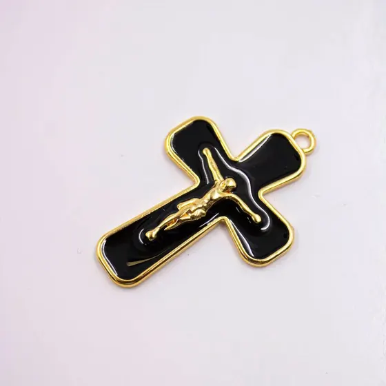 Pingente Cruz 40Mm Em Zamac Resinado Com 10 Pecas