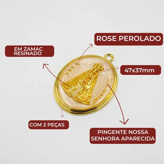 Pingente Nossa Senhora Aparecida 47X37Mm Em Zamac Resinado Com 2 Pecas