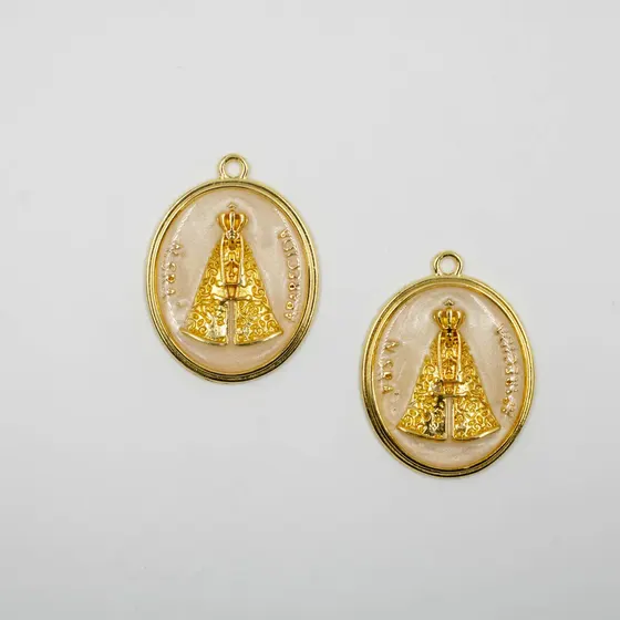 Pingente Nossa Senhora Aparecida 47X37Mm Em Zamac Resinado Com 2 Pecas