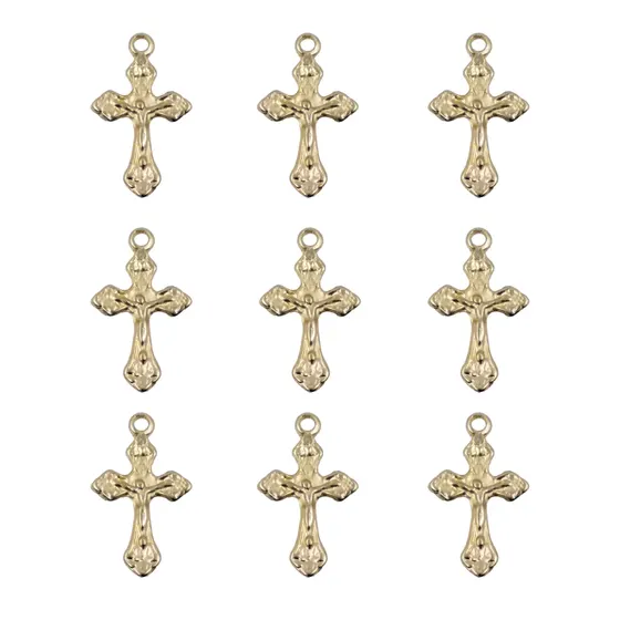 Pingente Crucifixo 25X15Mm Em Zamac Com 12 Pecas - Dourado