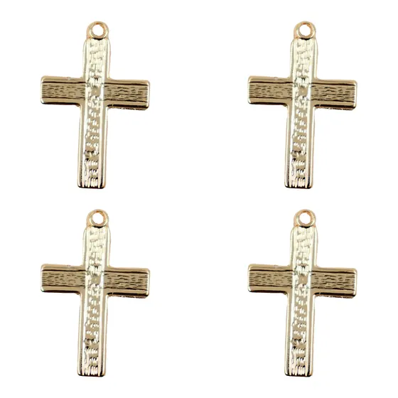 Pingente Cataforetico Cruz Lixada 34X22Mm Em Zamac Com 12 Pecas - Dourado