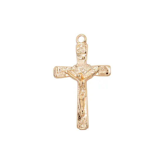 Pingente Cataforetico Crucifixo Alto Relevo 51X30Mm Em Zamac Com 05 Pecas - Dourado