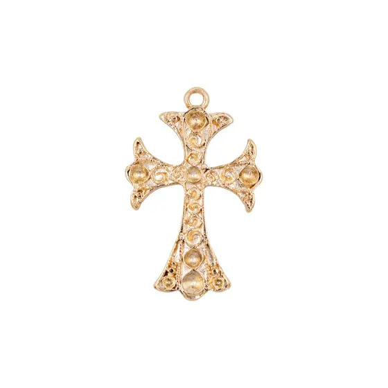 Pingente Cataforetico Cruz Com Coracao 35X22Mm Em Zamac Com 07 Pecas - Dourado