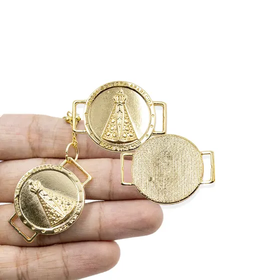 Passa Tira Cataforetico Nossa Senhora Aparecida 38X29Mm Em Zamac Com 03 Pecas - Dourado