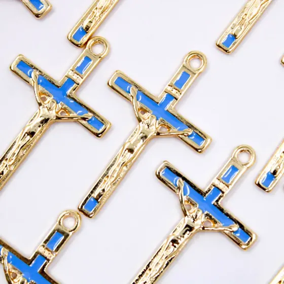 Entremeio Cataforetico Resinado Crucifixo 43X25Mm Em Zamac Com 10 Pecas