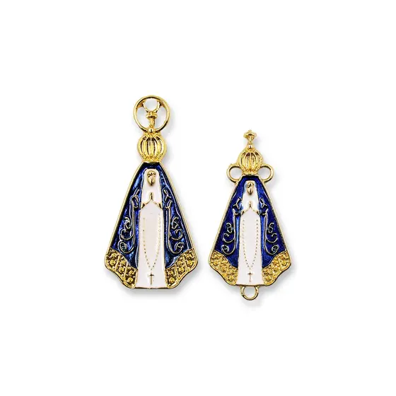 Kit Entremeio E Pingente Cataforetico Resinado Nossa Senhora 40X20Mm Em Zamac Com 10 Pecas