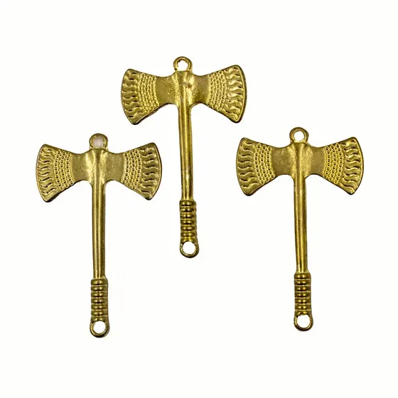 Pingente Machado De Xango G 53X33Mm Em Zamac Com 12 Pecas - Dourado