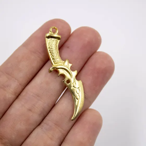 Pingente Adaga Orixa 45X19Mm Em Zamac Com 06 Pecas - Dourado
