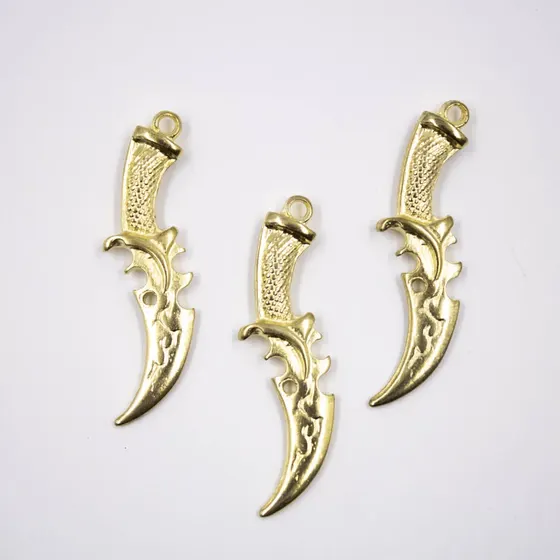 Pingente Adaga Orixa 45X19Mm Em Zamac Com 06 Pecas - Dourado