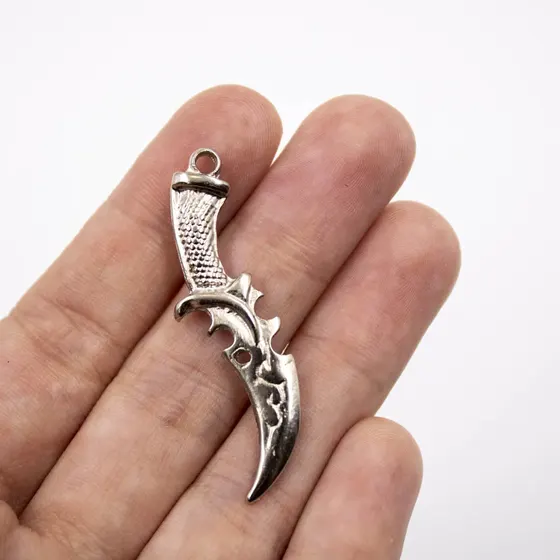 Pingente Adaga Orixa 45X19Mm Em Zamac Com 06 Pecas - Niquel