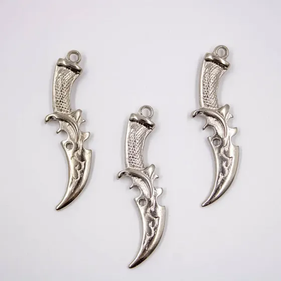 Pingente Adaga Orixa 45X19Mm Em Zamac Com 06 Pecas - Niquel
